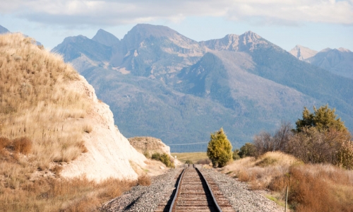 Train Track before the Mission Mountains