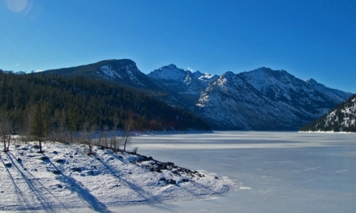 Bitterroot Mountains and Lake Como in Winter