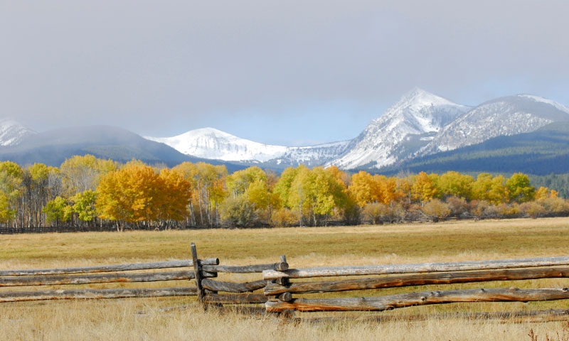 Snow covered Bitterroot Mountains in Montana